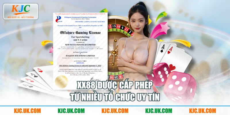 XX88 được cấp phép từ nhiều tổ chức uy tín